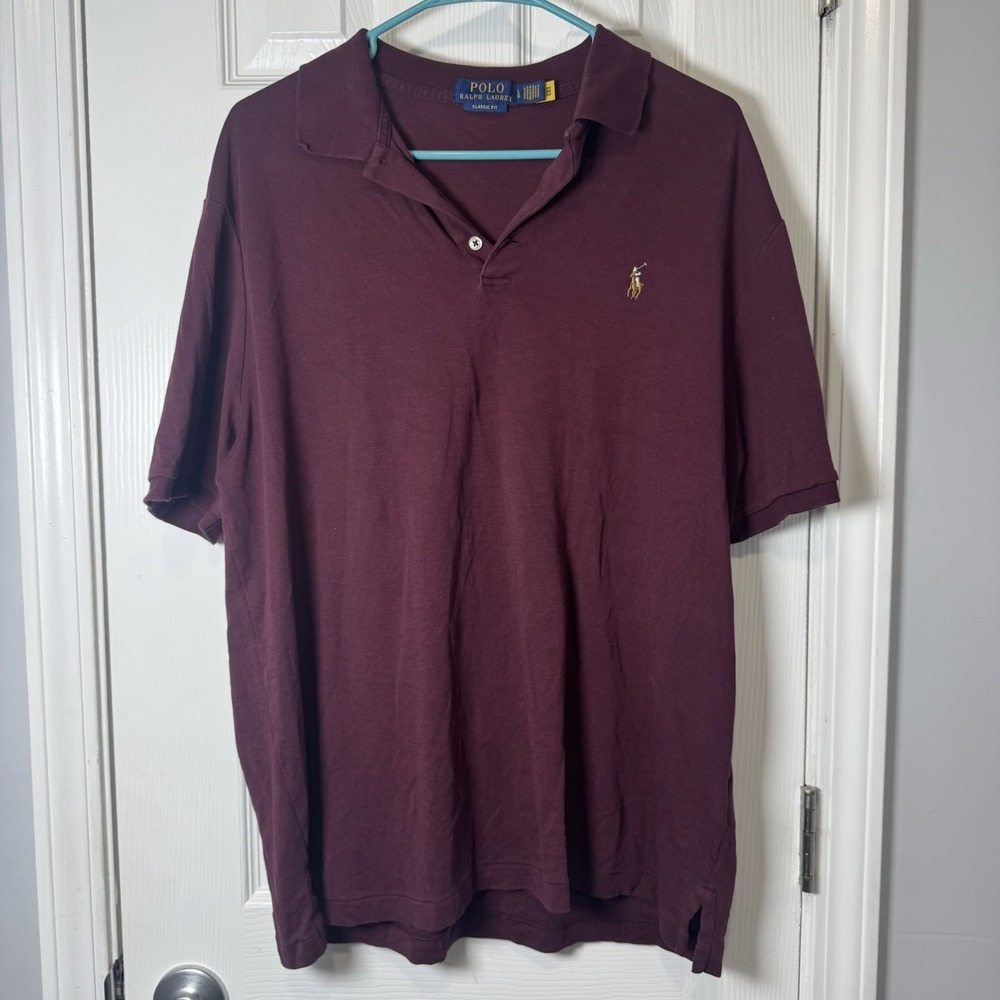 Polo Ralph Lauren Men's Burgundy‎ Short Sleeve Polo Shirt Size Large L